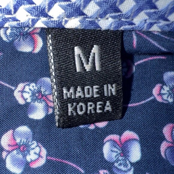 QUIETI Navy Floral Print Button-Up Shirt – Size Medium - Picture 7 of 12